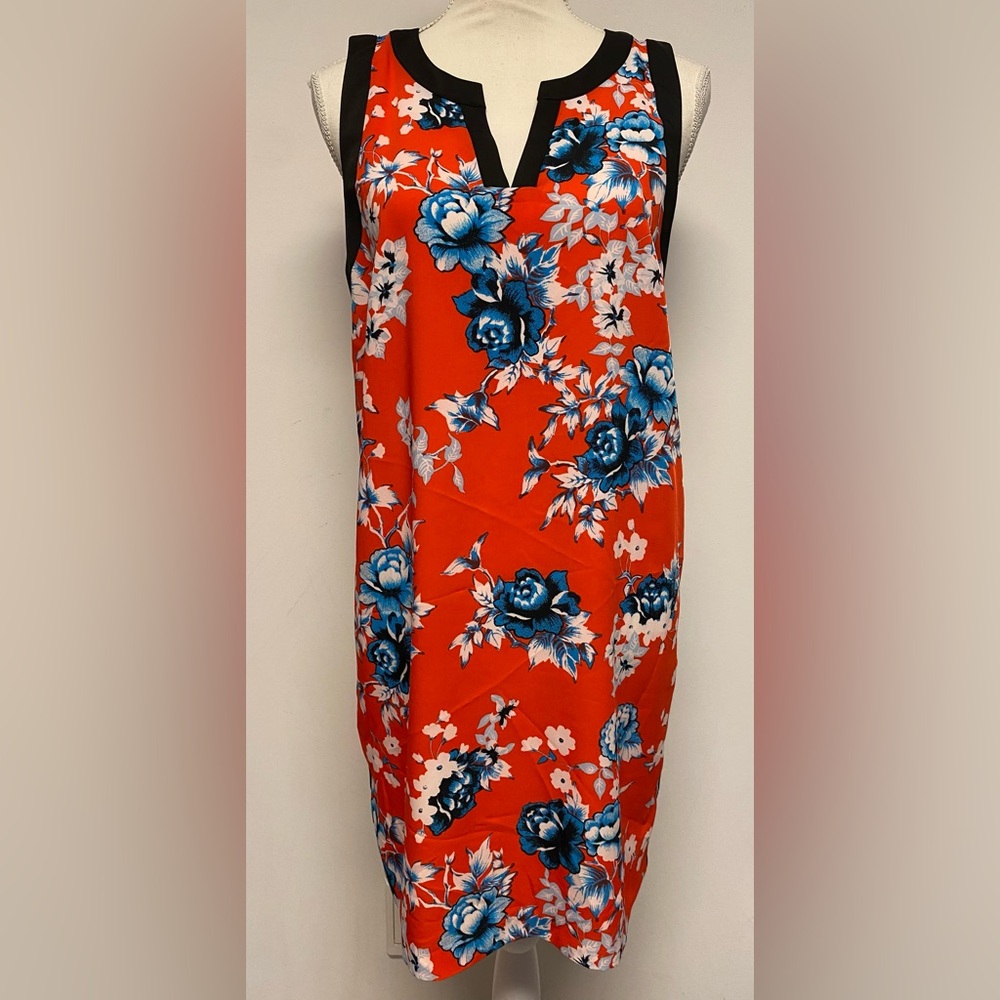 Kensie Floral Shift Dress in Red and Blue Size Medium